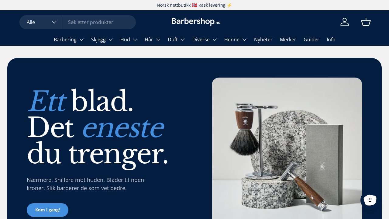Barbershop.no nettbutikk — skjermbilde av forsiden
