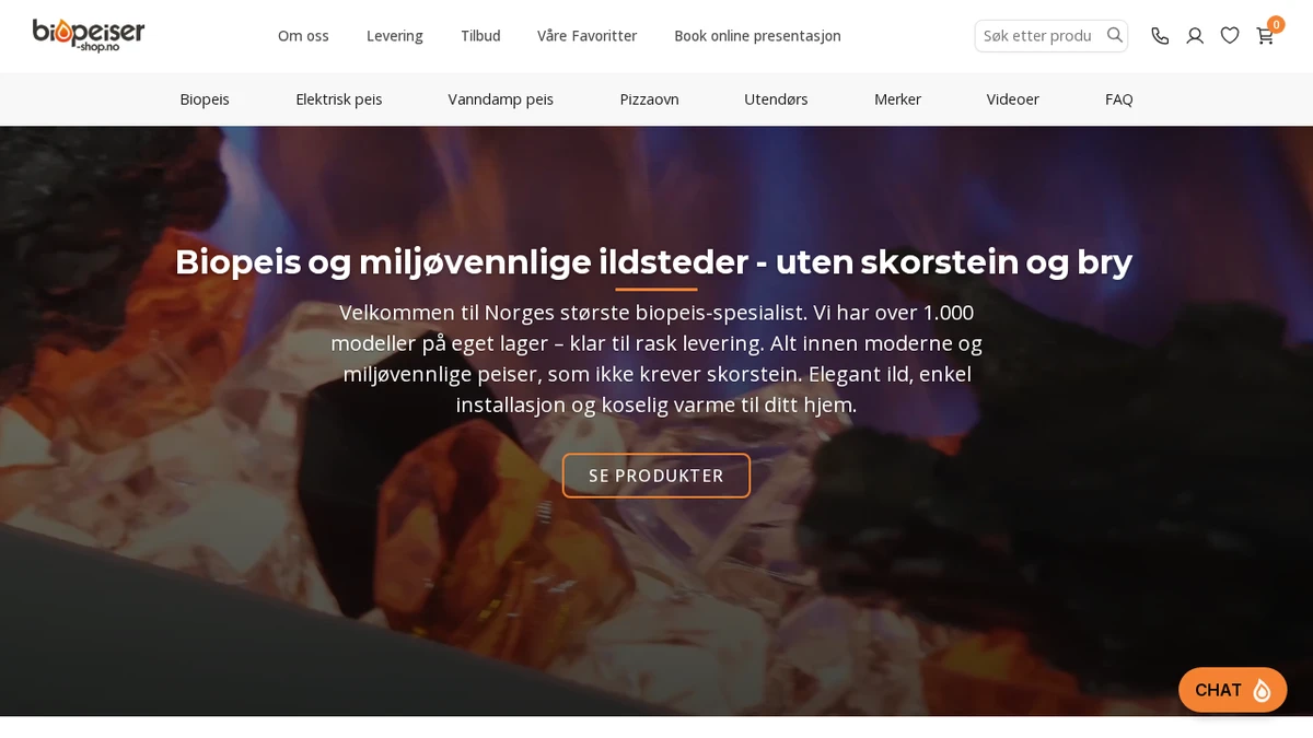 Biopeiser-shop nettbutikk — skjermbilde av forsiden