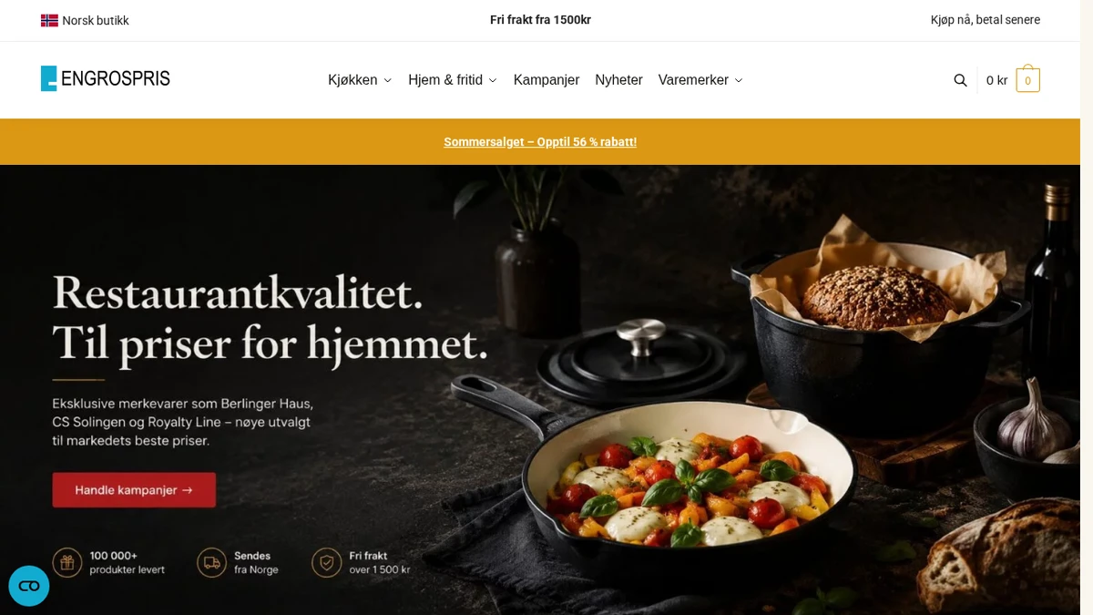EngrosPris nettbutikk — skjermbilde av forsiden