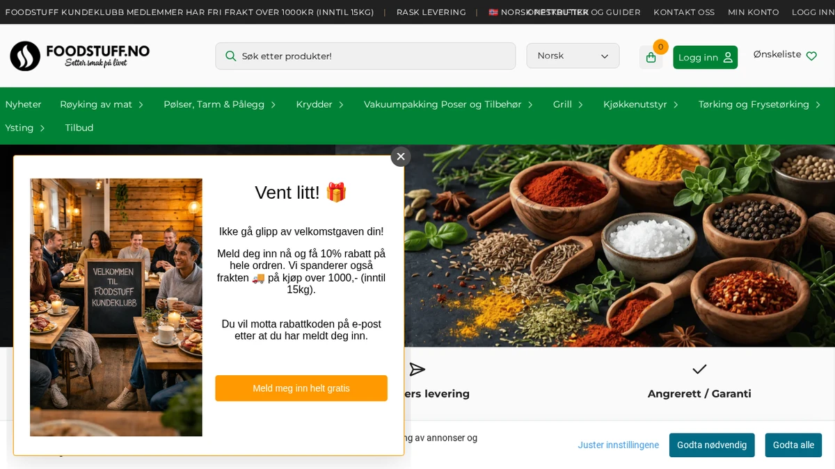 Foodstuff nettbutikk — skjermbilde av forsiden