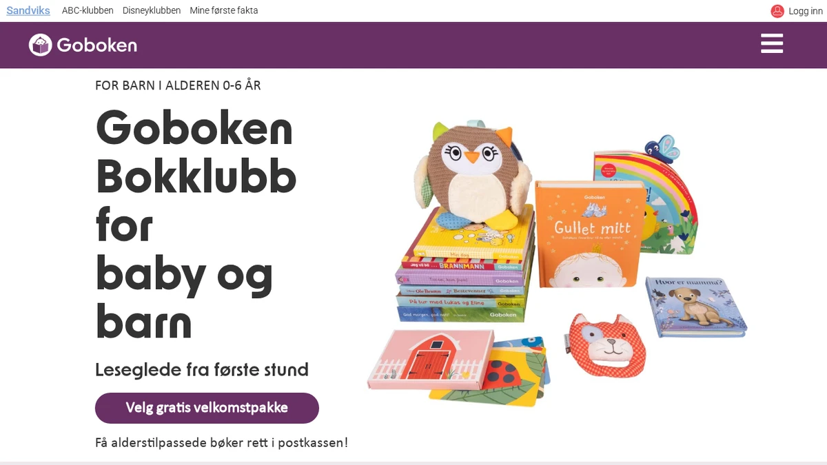 Goboken nettbutikk — skjermbilde av forsiden