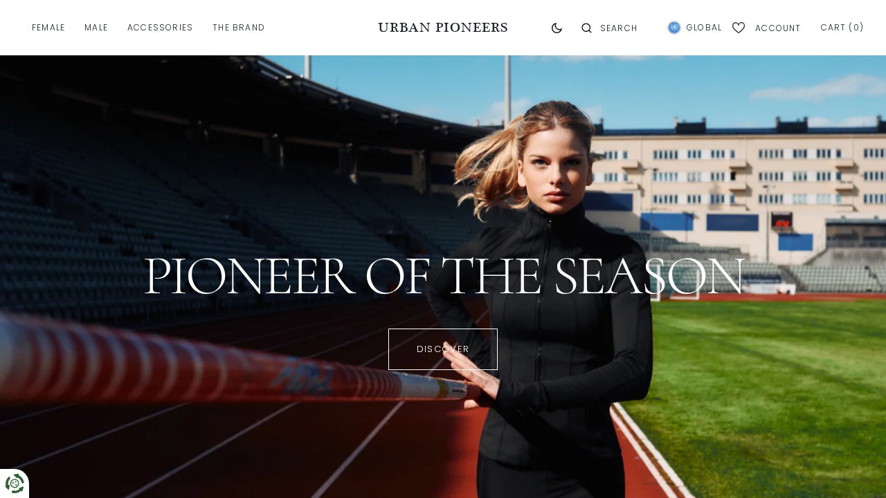 Urban Pioneers nettbutikk — skjermbilde av forsiden